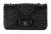 CHANEL BLACK BEADED CAMELIA HA