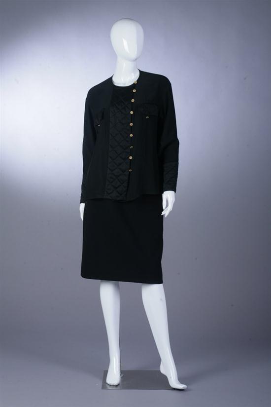 CHANEL BLACK BLOUSE AND SKIRT