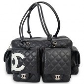 CHANEL BLACK CALFSKIN "CAMBON