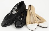 CHANEL BLACK FLATS & TWO TONE