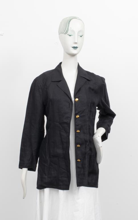 CHANEL BLACK LINEN BLAZER Chanel