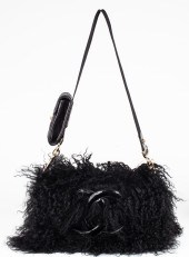 CHANEL BLACK MONGOLIAN LAMB FU