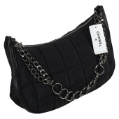 CHANEL BLACK NYLON PUFF HOBO B