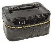 CHANEL BLACK PATENT LEATHER CO