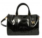 CHANEL BLACK PATENT LEATHER DU