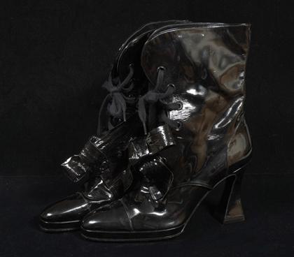 Chanel black patent leather lace-up
