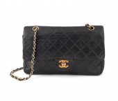 CHANEL BLACK QUILTED DOUBLE FL