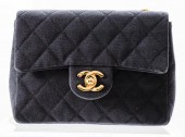 CHANEL BLACK QUILTED FABRIC HA