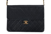 CHANEL BLACK QUILTED LAMBSKIN