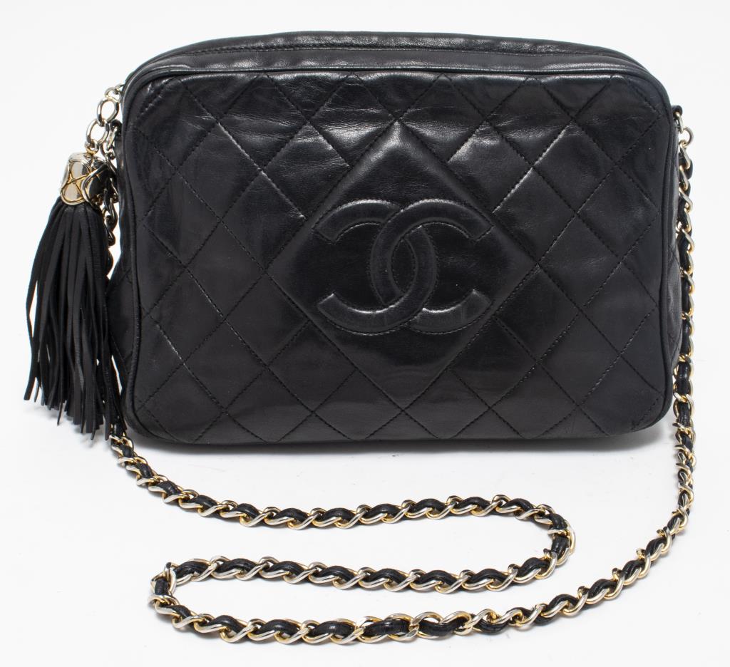 CHANEL BLACK QUILTED LEATHER CAMERA