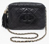 CHANEL BLACK QUILTED LEATHER C
