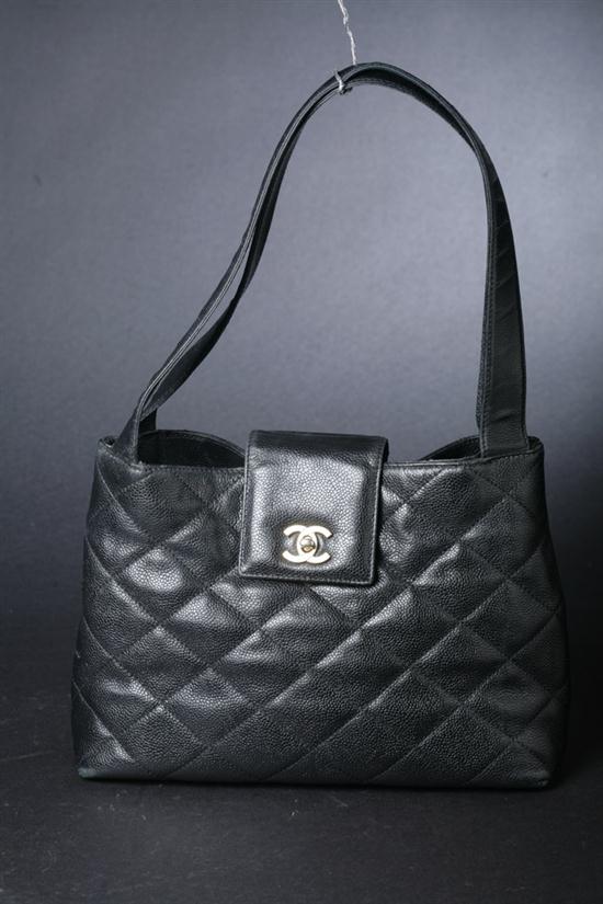 CHANEL BLACK QUILTED LEATHER