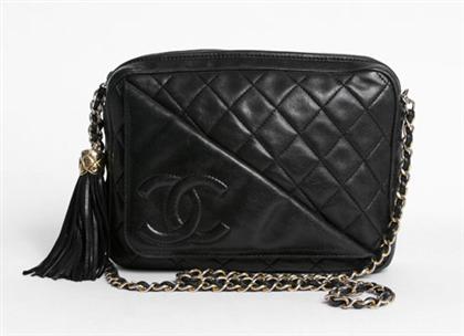 Chanel black quilted leather purse