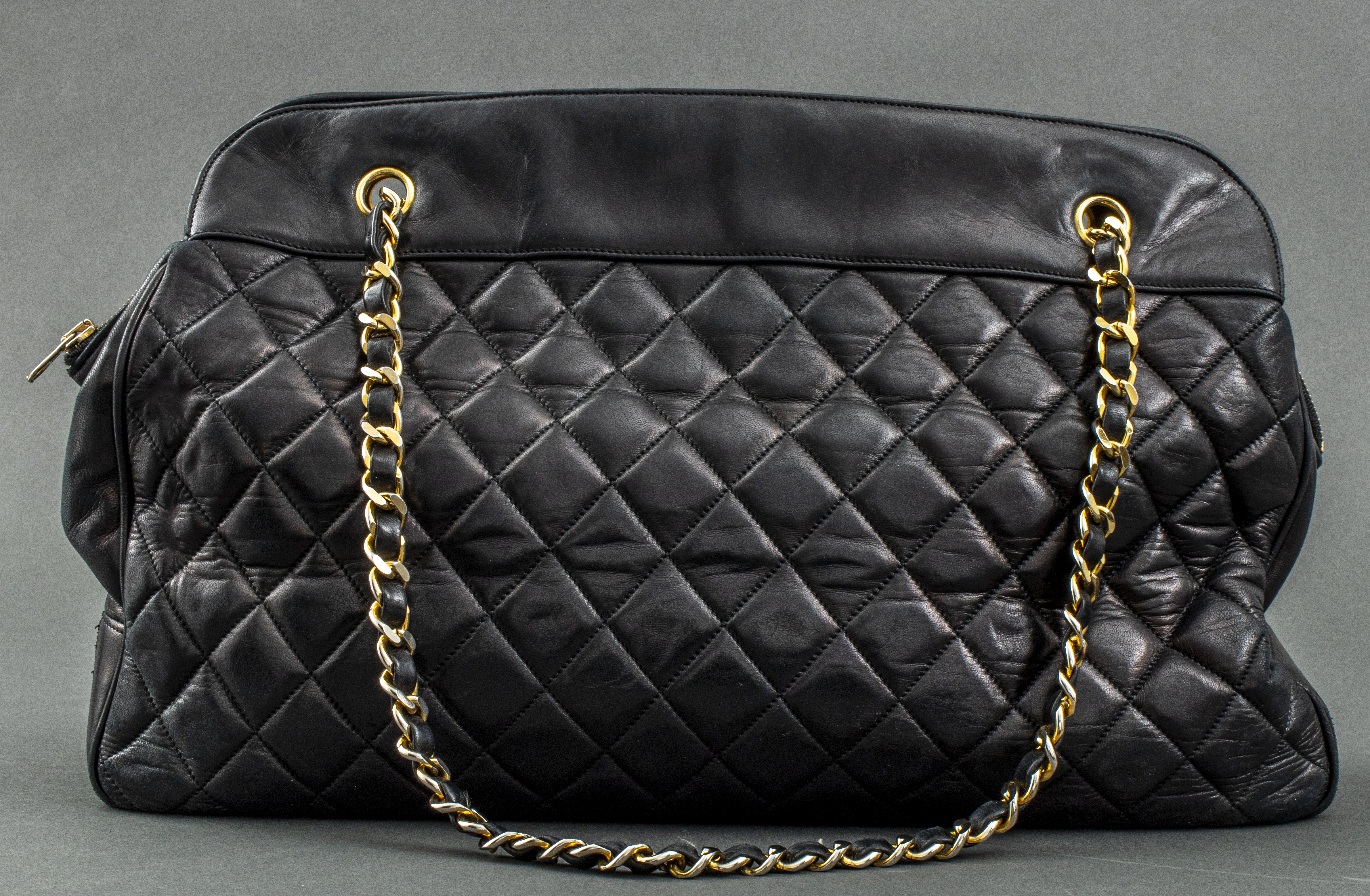 CHANEL BLACK QUILTED LEATHER