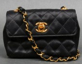 CHANEL BLACK SATIN HANDBAG Cha