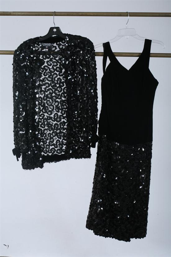 CHANEL BLACK SEQUINED VELVET