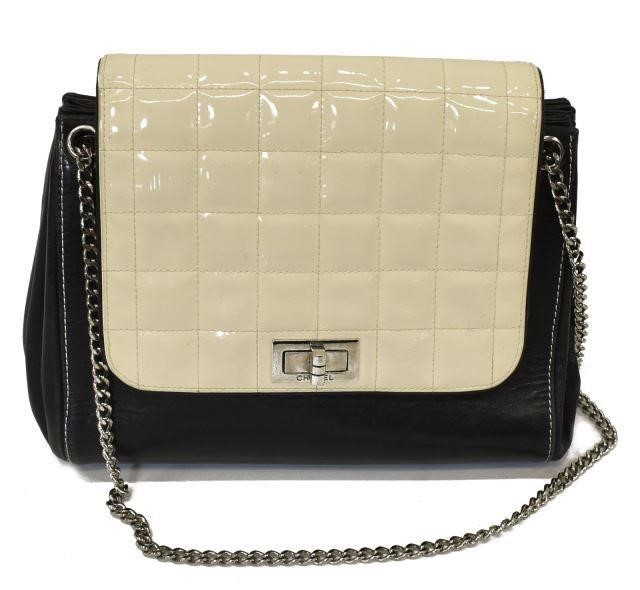 CHANEL BLACK & WHITE PATENT LEATHER