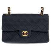 CHANEL BLUE QUILTED LAMBSKIN L