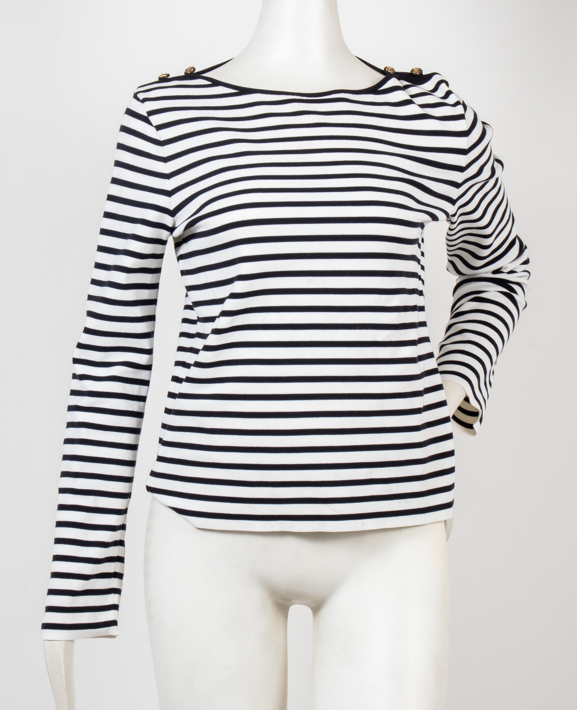 CHANEL BOATNECK STRIPED SWEATER