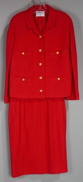 CHANEL BOUTIQUE RED BOUCLE SKI