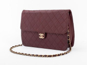CHANEL BURGUNDY LAMBSKIN LEATH