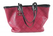 CHANEL BURGUNDY LEATHER TOTE &