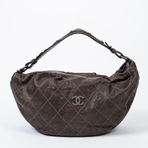 CHANEL CC LOGO QUILTED BROWN