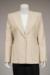 Chanel cream and white pinstri