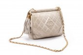 CHANEL, CREAM LEATHER QUILTED