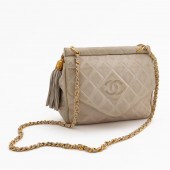 CHANEL, CREAM LEATHER QUILTED
