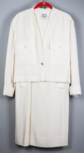 CHANEL CREME LINEN BLEND DRESS