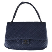 CHANEL DESIGNER BLUE LEATHER Q