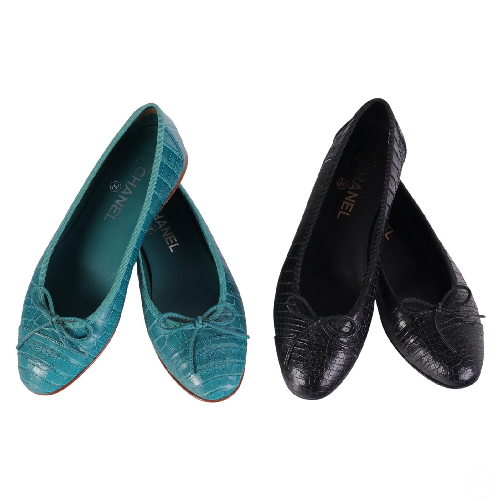 CHANEL EMBOSSED LEATHER BALLERINA
