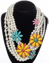 CHANEL FAUX-PEARL & ENAMELED F