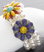 CHANEL FAUX-PEARL & ENAMELED F