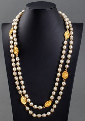 CHANEL FAUX PEARL SAUTOIR NECK