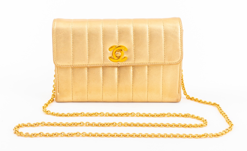CHANEL GOLD LEATHER HANDBAG Vintage