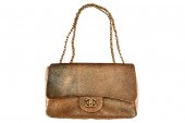 CHANEL GOLD PONYHAIR FLAP BAGc