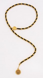 CHANEL GOLD-TONE LINK AND BLAC
