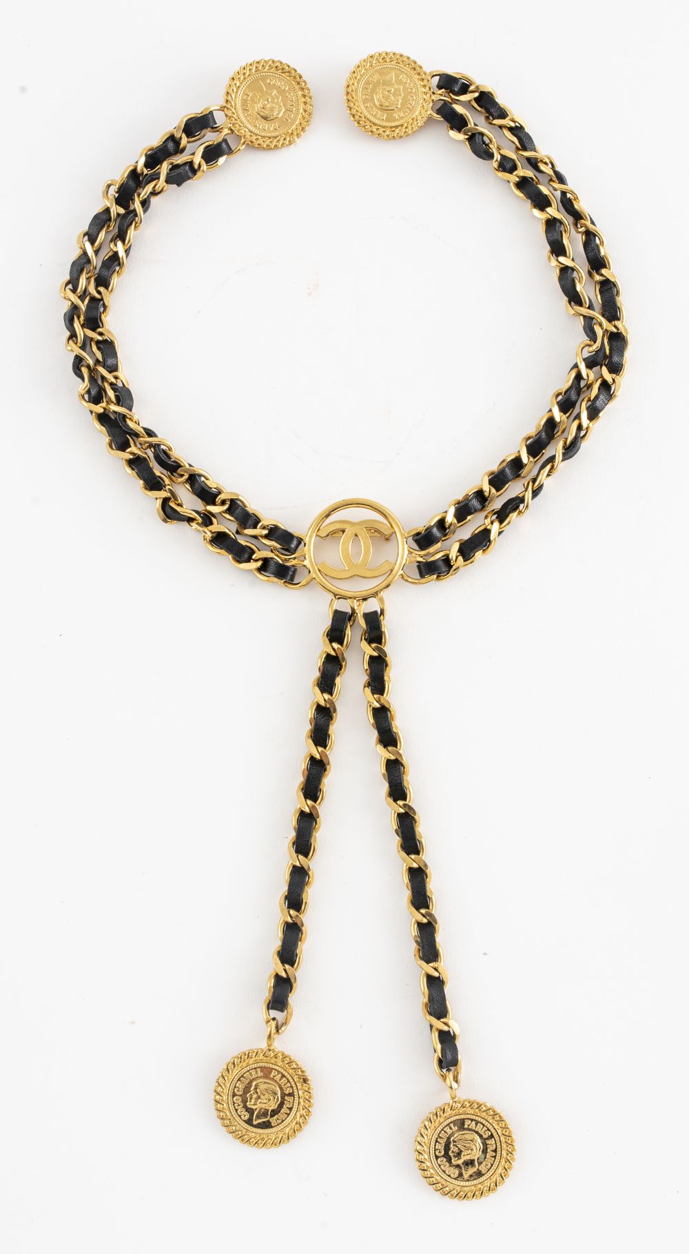 CHANEL GOLD-TONE LINK AND MEDALLION