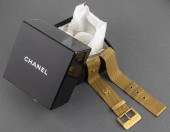 CHANEL GOLD-TONE MESH LOGO BEL