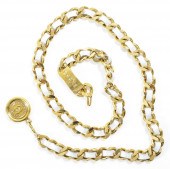 CHANEL GOLD-TONE METAL & WHITE