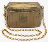 CHANEL GOLD-TONE METALLIC LEAT