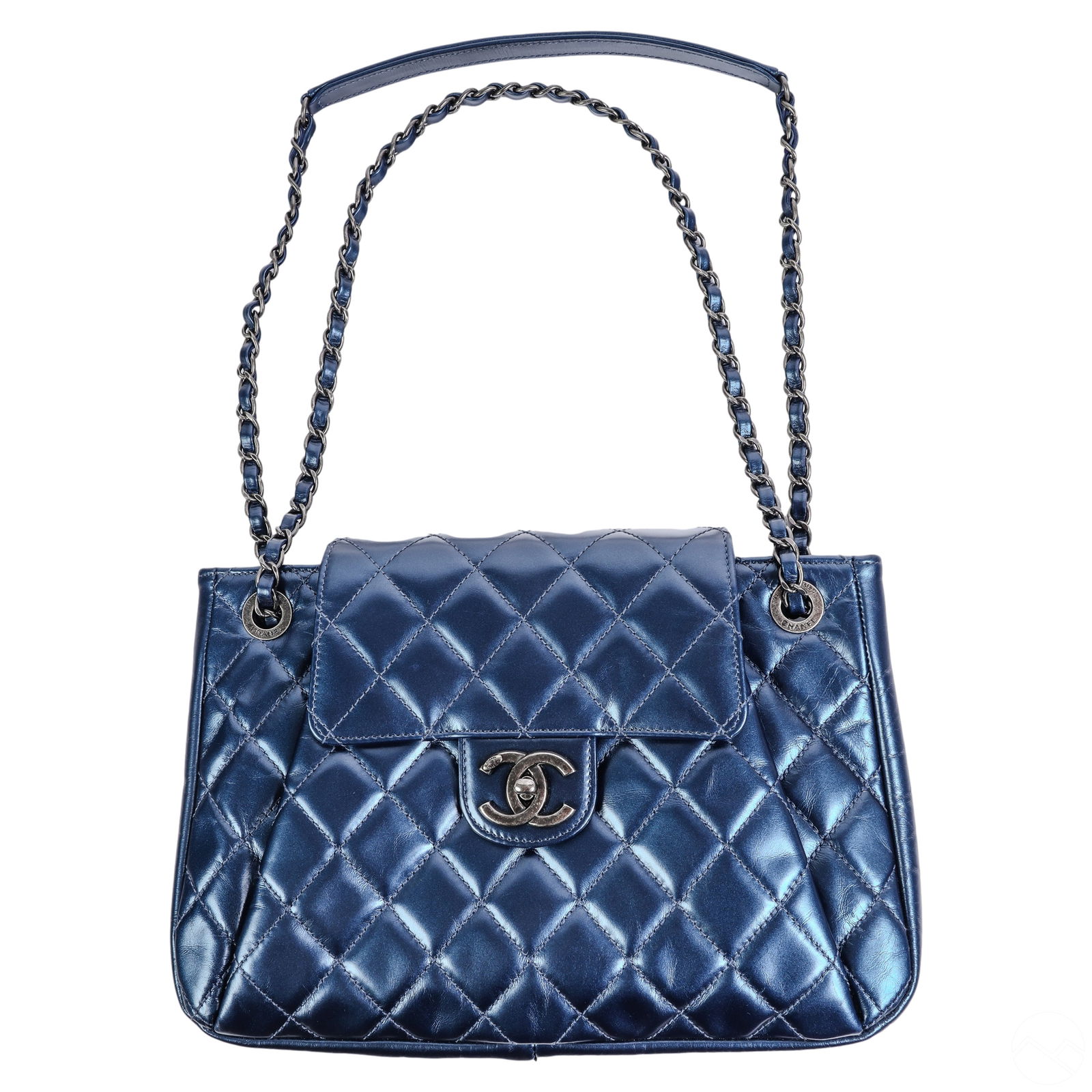 CHANEL ITALIAN BLUE QUILTED LEATHER