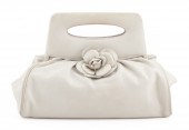 CHANEL IVORY LEATHER CAMELLIA