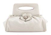 CHANEL IVORY LEATHER CAMELLIA