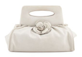 CHANEL IVORY LEATHER CAMELLIA