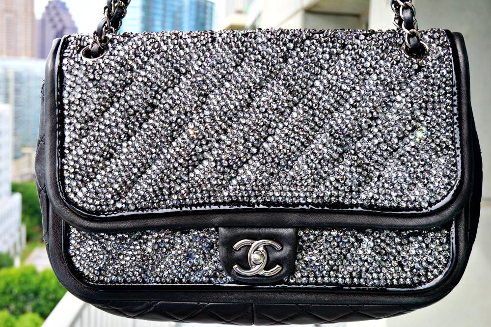CHANEL LAMBSKIN SWAROVSKI QUILTED