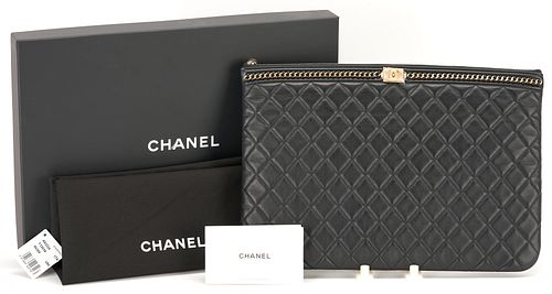 CHANEL LARGE BOY QUILTED LAMBSKIN