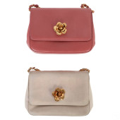 CHANEL LEATHER AND SATIN CAMEL